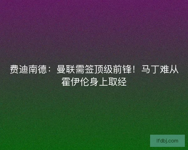 费迪南德：曼联需签顶级前锋！马丁难从霍伊伦身上取经