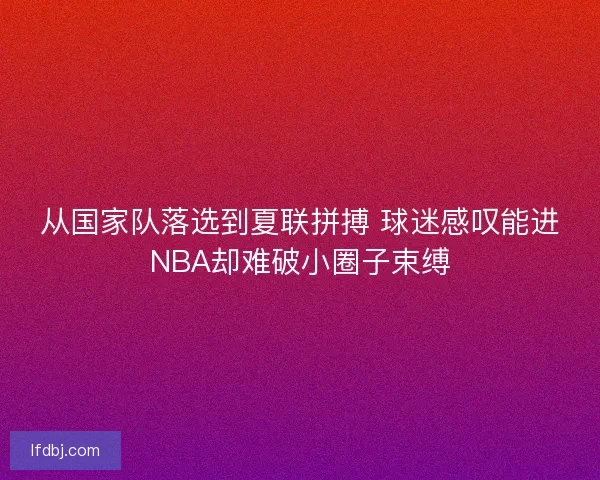 从国家队落选到夏联拼搏 球迷感叹能进NBA却难破小圈子束缚
