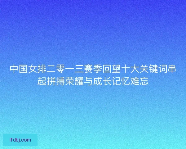 中国女排二零一三赛季回望十大关键词串起拼搏荣耀与成长记忆难忘