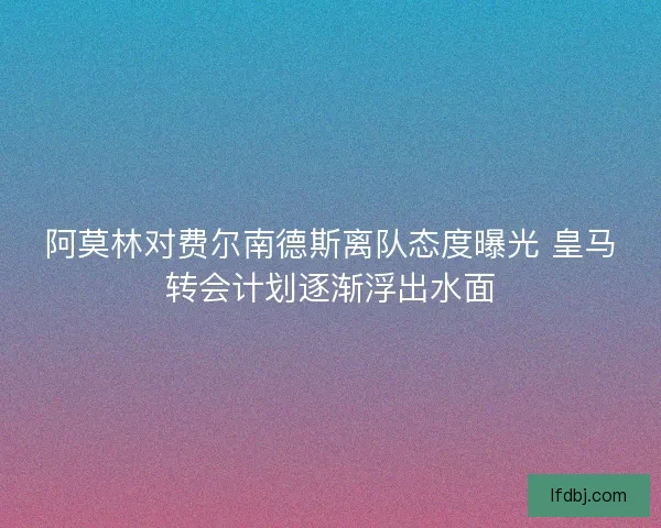 阿莫林对费尔南德斯离队态度曝光 皇马转会计划逐渐浮出水面